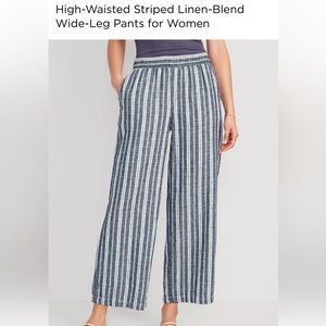 Old Navy striped wide leg linen pants Petite Large